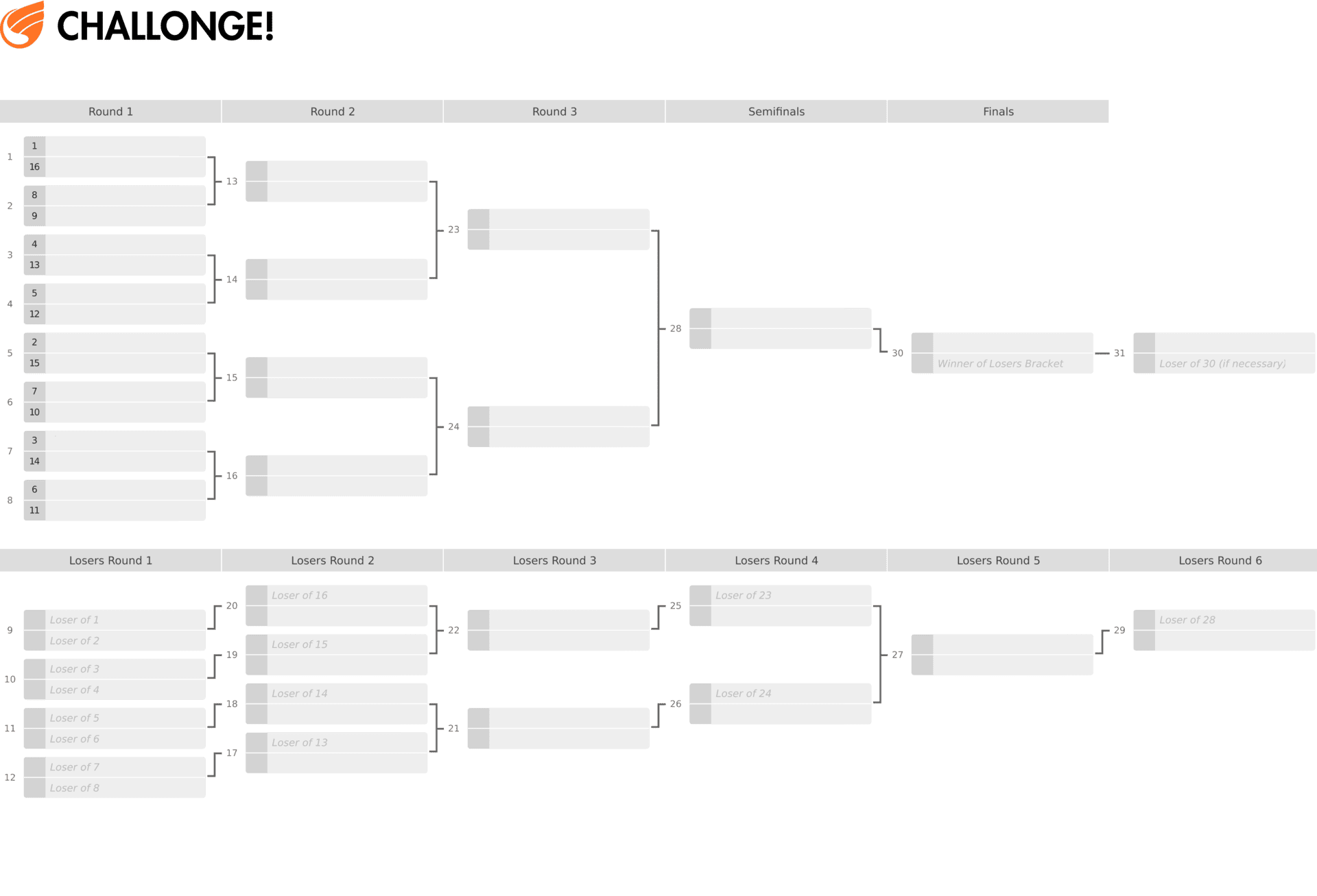 Printable 16 Team Bracket Guide | BlueBurst